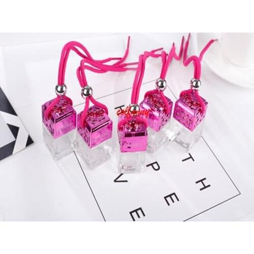 100pcs/lot Car Accessories Glass Perfume Bottle Refillable Empty Automatic Volatilization Hang Strap Bottle Pendant FXS06