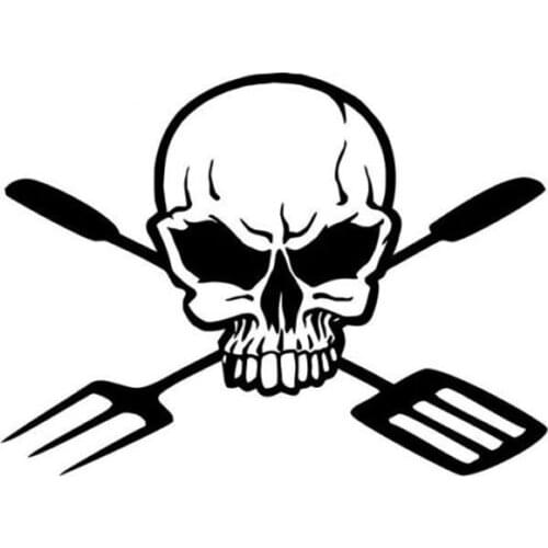 15.2*11.2CM Terrible Killer Barbecue Skull Car Stickers Interesting Motorcycle Vinyl Decals Black/Silver C7-1249