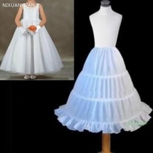3 Hoops White A-Line Skirt 2021 Top Quality Petticoat Child Made Flower Girl Dress Puffy Child Underskirt Elastic Waist