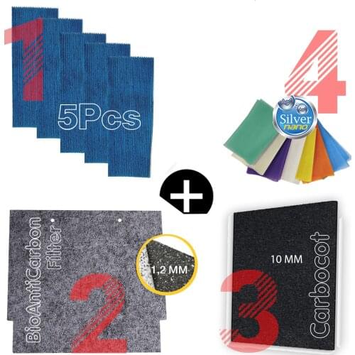 5 /Pcs DaiKin Filter MC707-W MCA75E2-W KAC972A4 Air Purifier + 10MM Active Carbon Filter + 1 Silver Ion Protective + 2 Anti Dust