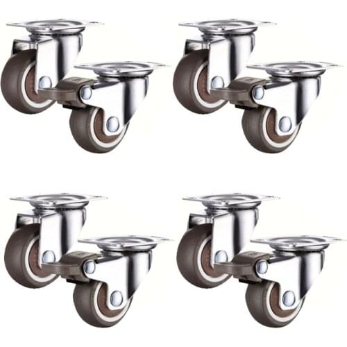 8 Pcs Household Casters Wheels 1 Inch Heavy Duty Swivel Soft Rubber Roller for Platform Trolley Furniture Wheels