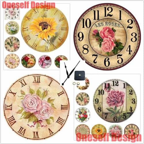 Popular 5d diamond painting with clock flower 5d diamond embroidery full set with clock flower beaded embroidery decoration home