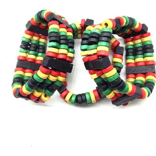 Free shipping! Rasta wooden Bracelets