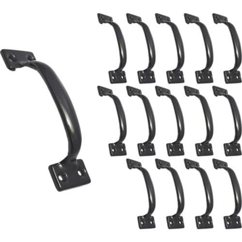 SHGO HOT-15PCS Pulls Black Door Pull Handle Metal Kitchen Cabinets Furniture Wardrobe Handle in Black Door Hardware