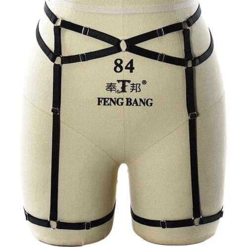 Black Stockings Garter Women Pole Dance Body Harness Cage Bondage Leg Sexy Suspender Belt Adjustable Goth Sexy Lingerie