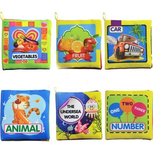Baby Toys 0-12 Months Intelligence Development Cloth Book Soft Rattles Unfolding Activity Books Cute Animals Kids Toys