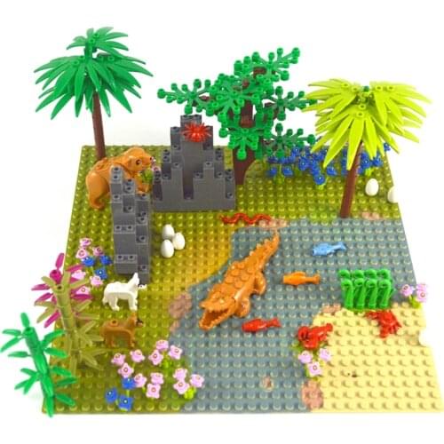 DIY Bricks Tree branch trunk Grass Flower animal City Plant Accessories Building Blocks Garden baseplate Compatible All Brands