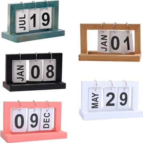 Daily Office Metal Flip Desk Calendar Perpetual Wood Vintage Calendar For Home Kitchen Desk Decor Wood Calendar