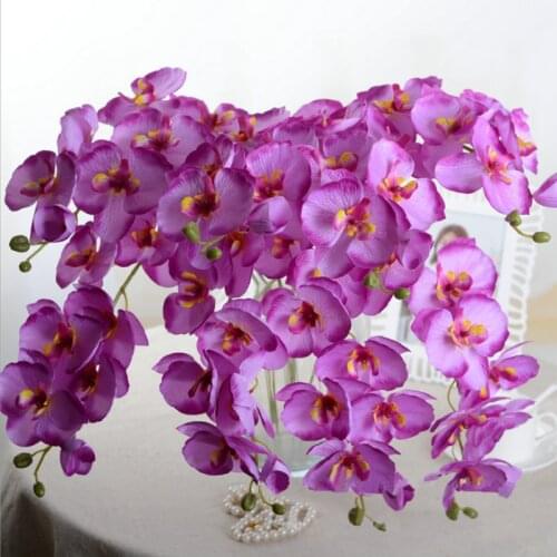 8 Heads Orchid Artificial Simulation Flower DIY Butterfly Orchid Silk Flower Bouquet Phalaenopsis Wedding Party Home Decor