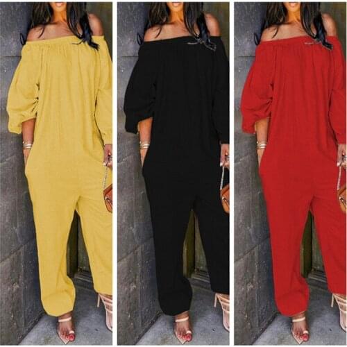 Fashion Loose Womens Long Sleeve Pants Solid Color Jumpsuit Casual Off Shoulder Strapless Rompers Streetwear elegant Overalls
