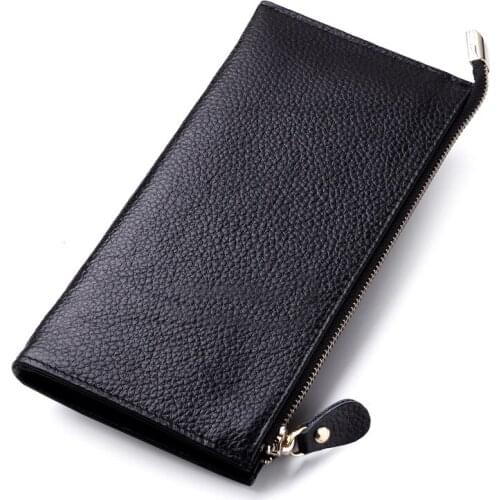 Wallet For Women Genuine Leather Long Design Zipper Coin Purses Female Clutch Multi-Colors Money Credit Card Holder