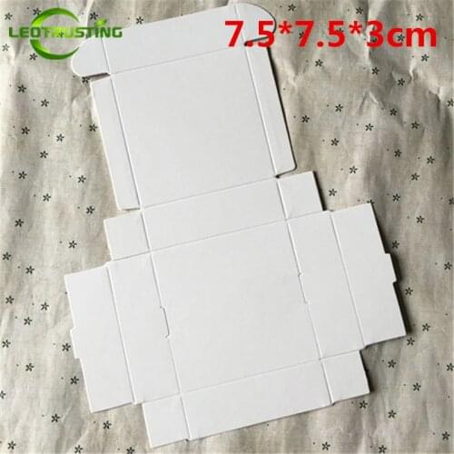 Leotrusting 50pcs 7.5*7.5*3cm Blank White Paper Box White Cardboard Paper Gift Packaging Box Handmade Party Wedding Paper Box
