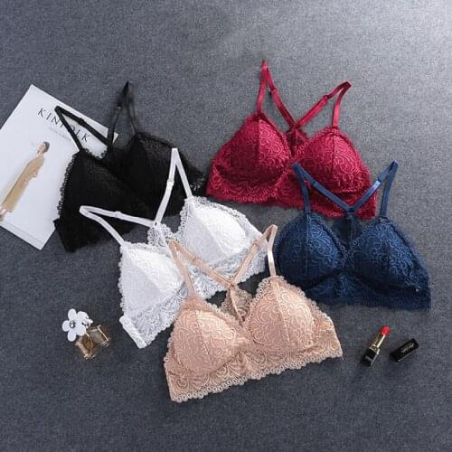 Summer Wire Free Women Seamless Bra Lace Y-line Straps Sexy Female Thin Cotton Padded Bras Ladies Underwear Lingerie Bralette
