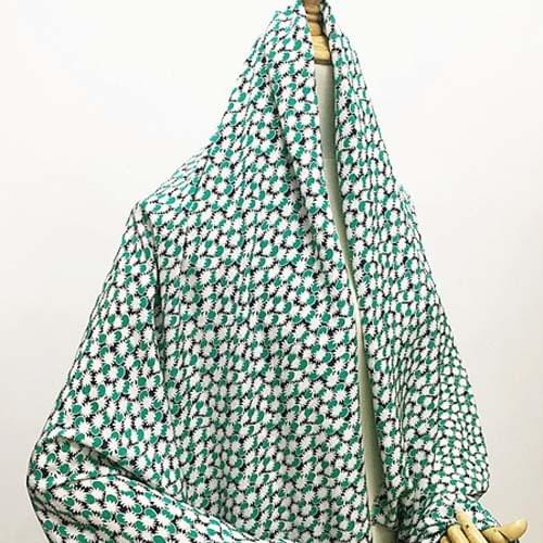 Mini green and white print 100% pure silk Crepe DE chine fabric 18momme,SCDC849