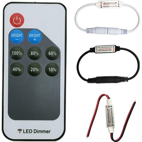 Mini DC 5-24V 9key Led Controller Dimmer 12A Wireless RF Remote to Control Single Color Strip Lighting 3528 5050 led strip