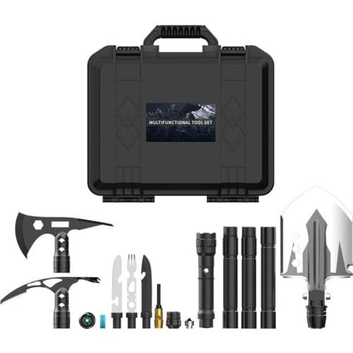 Outdoor training multifunctional toolbox, life-saving toolbox, three-layer folding fork shovel first aid kit