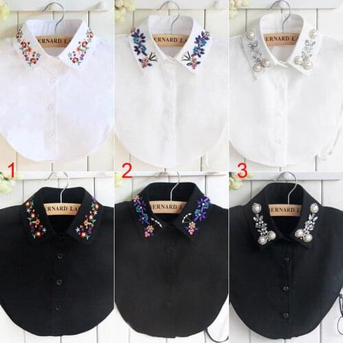 Fashion Women Shirt Fake Collar Detachable Crystal Flower False Collars Lapel Blouse Top Lady Girl Clothes Accessories NYZ Shop