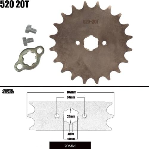 Motorcycle 520 20T Tooth 20mm ID Front Engine Sprocket fit Pit Bike ATV part