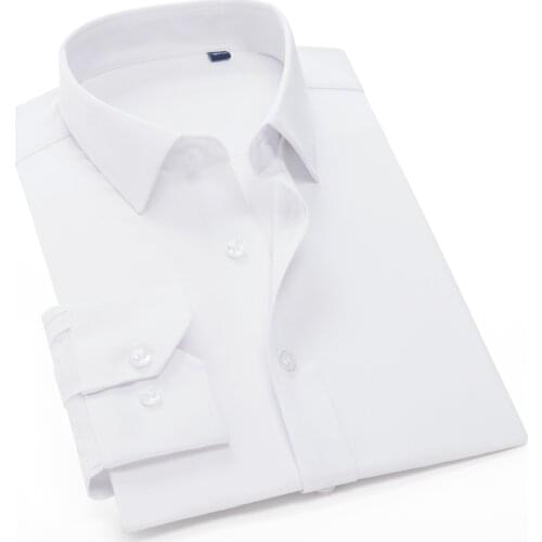 Plus Size Mens White Stretch Business Shirt XXL-10XL Multicolor Selection Solid Color Interview Shirt Long Sleeve Male Brand