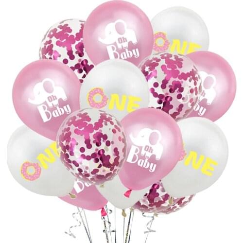 15pcs oh baby balloon set one year old baby shower birthday party decoration baby elephant balloon hydrogen balloon