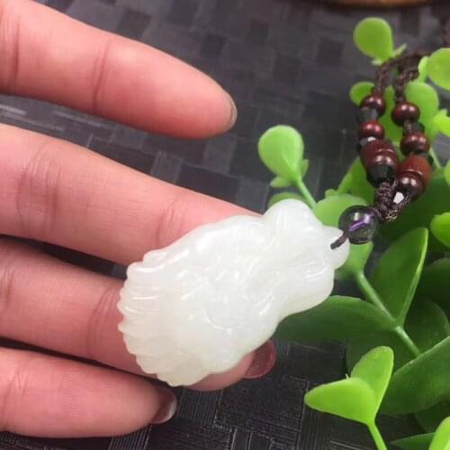 Natural Xinjiang Hetian jade white jade pendant 30 * 10mm with certificate