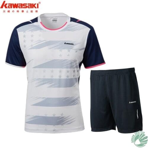 2021 New Kawasaki Badminton Suit Mens and Womens Team Match Sweat Quick Drying Breathable Short Sleeve Sports Sets Q1306