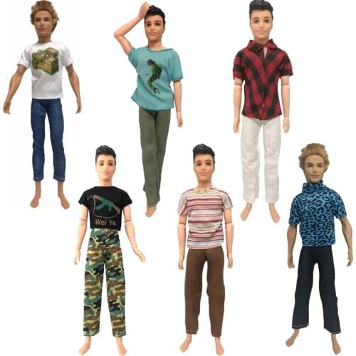 NK 2020 6 Pcs Ken Doll Clothes Fashion Beautiful Casual Sports Clothes Top for BarbieBoy Friend Ken Dolls For Barbie Doll Gifts