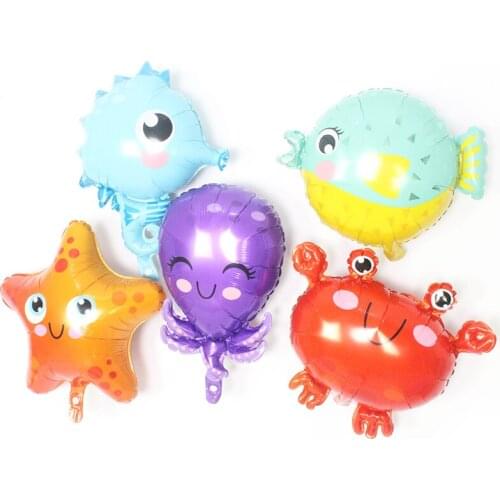 HE sea animals balloons starfish Puffer fish Seahorse Crab Octopus aquarium birthday party decorations kids baby shower surprise