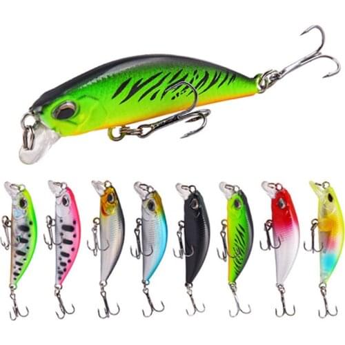Sinking Minow Fishing Lures 5.5cm 5g Trolling Barbed Double Hook Mandarin Fish 3D Eyes Artificial Bait Fishing Tackle MJ