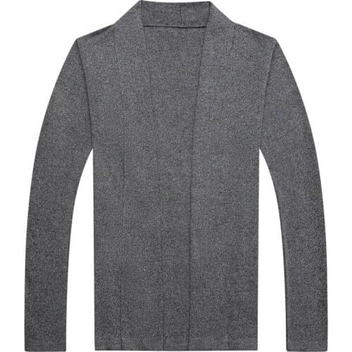 Autumn and winter new mens long-sleeved knit cardigan Korean fashion casual no buckle solid color wild jacket