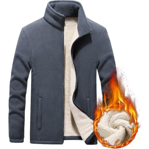 Autumn And Winter New Style Polar Fleece Jacket MENS Wear Mens Stand Collar Jacket Fleece Zip Cardigan Top Plus-sized