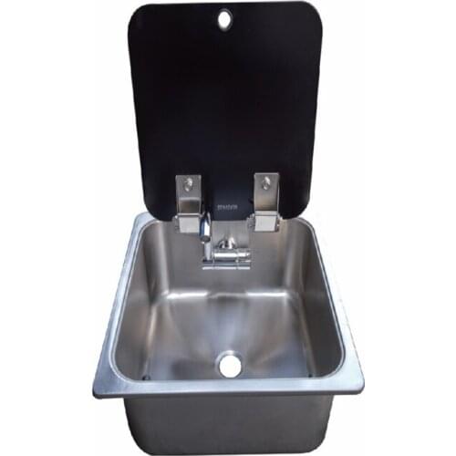 Boat Caravan Camper Stainless Steel Sink with Tempered Glass Lid 350*350*120mm GR-549B