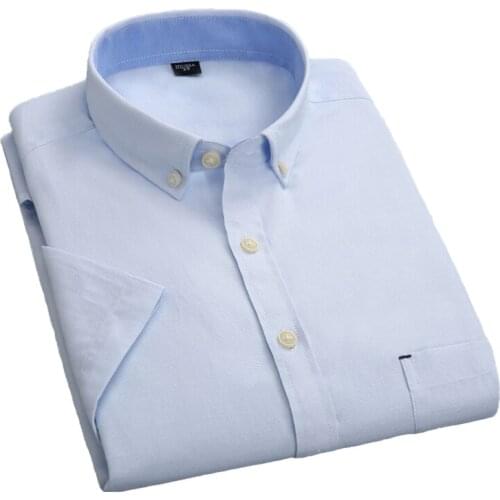 Aoliwen brand Mens Casual Solid Shirt Mens Summer Style Social High Quality Cotton Shirts Short Sleeve Mens Shirts Male Tops