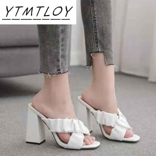 2021 Women Sandals Summer Fashion Open Toes High Heels Shoes Women Thin Belt Thick Pumps Party Casual Females Heels