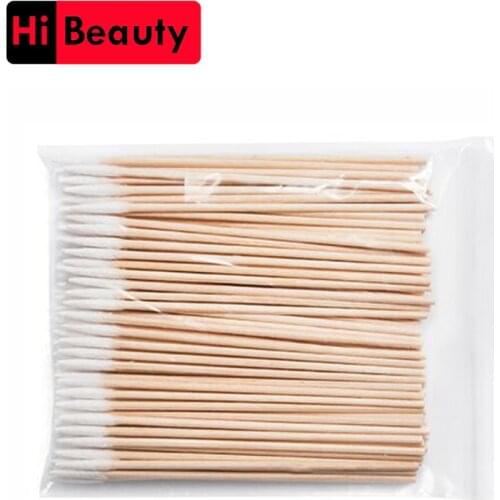 High Quality 10 Bags 1000pcs Wooden Cotton Stick Swabs Buds For Cleaning The Ears Eyebrow Lips Eyeline Tattoo Makeup Cosmetics