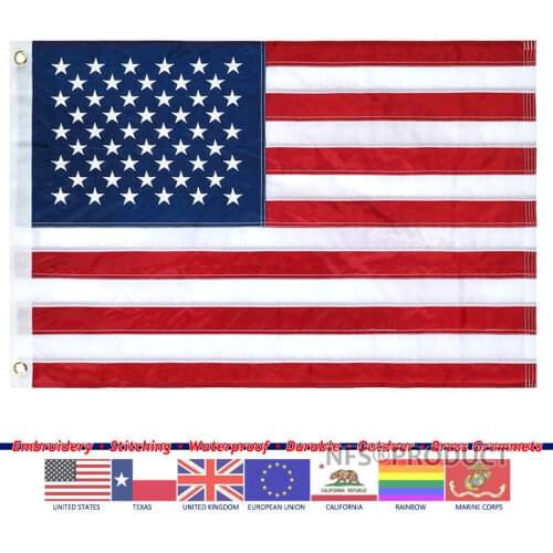 Waterproof Outdoor Flag USA UK EU USMC LGBT California Texas 90x150cm Thick Nylon Stitch Embroider American Flags And Banners