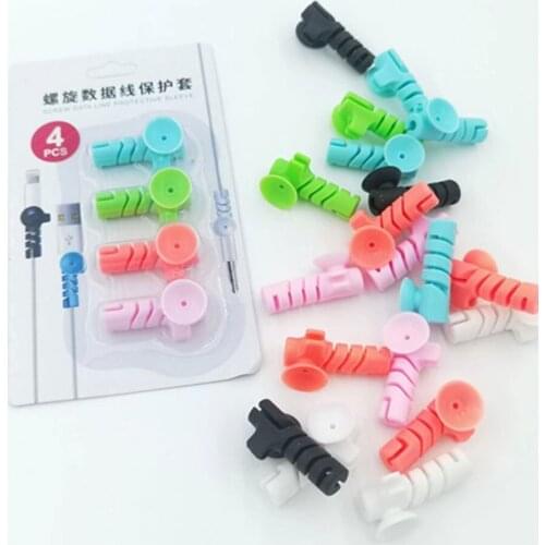 8Pcs Suction Cup Cable Protective Cover Universal Spiral Data Protective Cover for Apple Android Phone Original Charging Cable