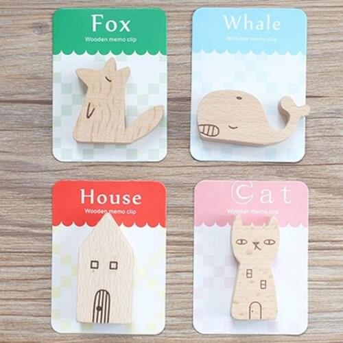 1pcs Animal Shape Natural Wood Memo Pincer Clips Paper Photo Clip Holder Small Clamps Stand Peg Home Decor Figurines