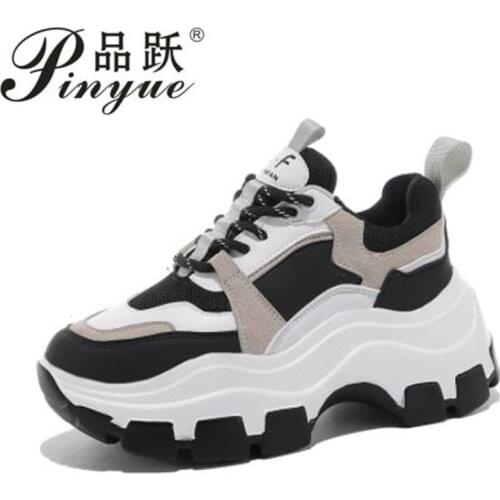 Women Chunky Sneakers Vulcanize Shoes Korean Fashion New Female Black White Platform Casual Shoe Woman 7cm