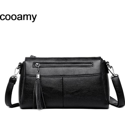 Tassel Women Shoulder Bags PU Leather Solid Letter Thread Women Flaps Women Messenger Bags Simple Design Fashion Crossbody Bag