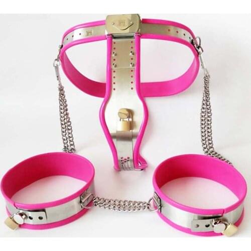 Female Chastity Belt Lock Pants Thigh Ring Stainless Steel Metal Chastity Device Set Adult Sex Toys For Woman BDSM Bondage