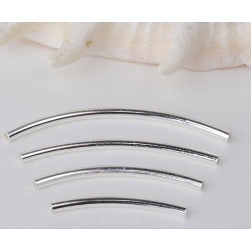 1.5mm solid 925 sterling silver bead,curved spacer tube bead connector for necklace &pendant bracelet jewelry. 1 piece
