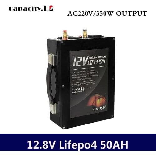 12v 55ah lifepo4 Inverter battery pack Lithium iron Rechargeable with bms 12V to 220 350W for outdoor Camping