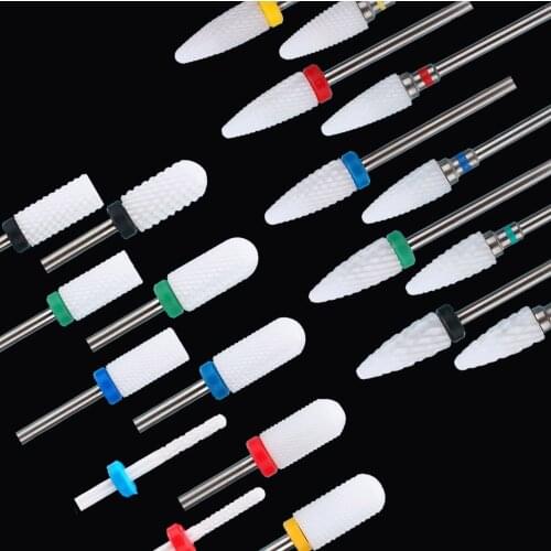 2pc Ceramic Nail Drill Bit Electric Manicure Drills For Machine Milling Cutter Nail Files Buffer Nail Art Equipment Accessory