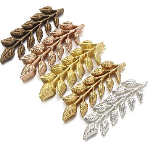 20pcs 19x64mm Alloy Leaf Pendant Antique Bronze Branch Charm Connectors For Jewelry Making Findings DIY Handmade Accessories