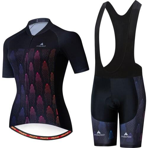MILOTO 2020 Cycling Clothing Women Cycling Set Bike Clothing Breathable Anti-UV Bicycle Wear/Short Sleeve Cycling Jersey Sets