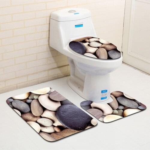 3Pcs/set Bathroom Mat Set Anti-Slip Kitchen Bath Mat Carpet Bathroom Toliet Rug Washable Beach Style