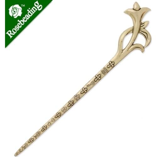 34x160mm Antique Bronze Hair Stick,Flower,Metal Hair Stick, Hair Accessories,Hair Sticks Hairpin,10PCS/lot-C3900
