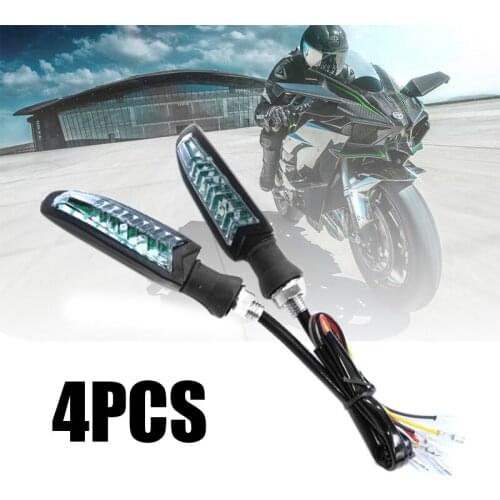 4pcs/set Universal Motorcycle LED Flowing Turn Signal Indicator Light DRL Amber+Red