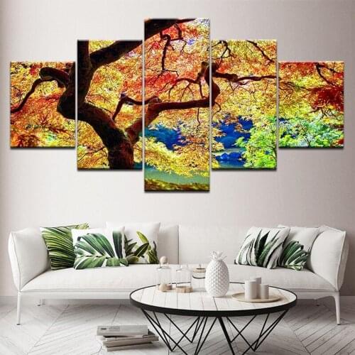 Full square round drill Diy diamond Painting for Living Room 5Pieces Color Trees Scenery diamond embroidery mosaic ModularZP-681